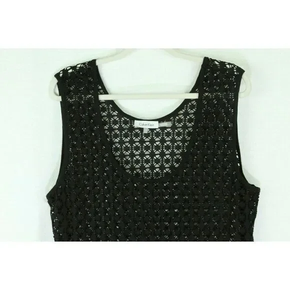 Calvin Klein Romper Shorts Lace Sheer Black Swimsuit Coverup Vacation L/XL Women - Picture 5 of 5